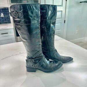 Born Black Over the Knee Boots with Buckle Details